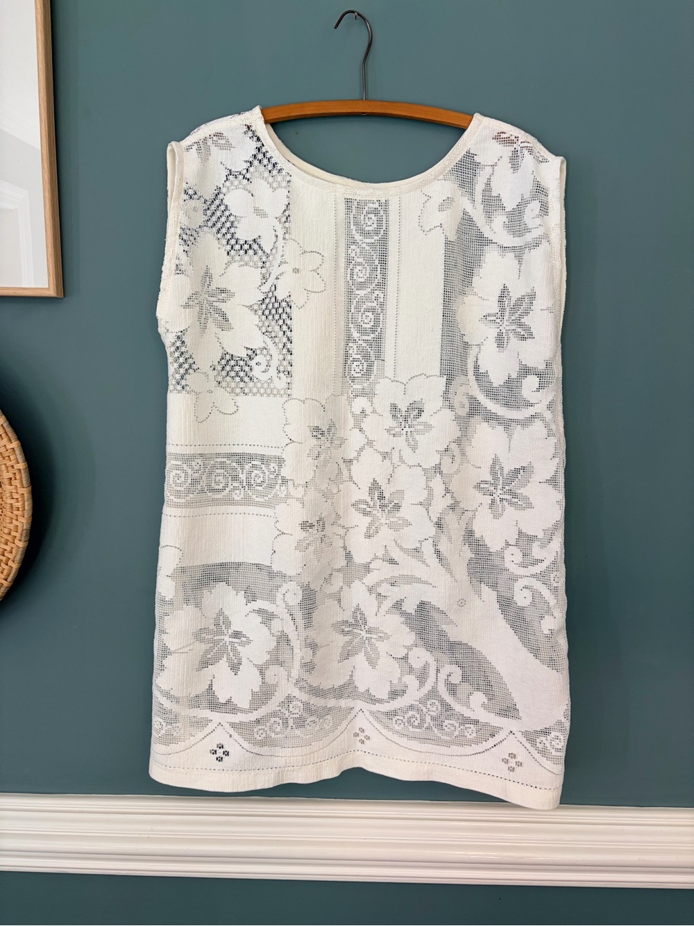 Handmade Women’s Lace Dress-Reworked from Vintage Floral Tablecloth